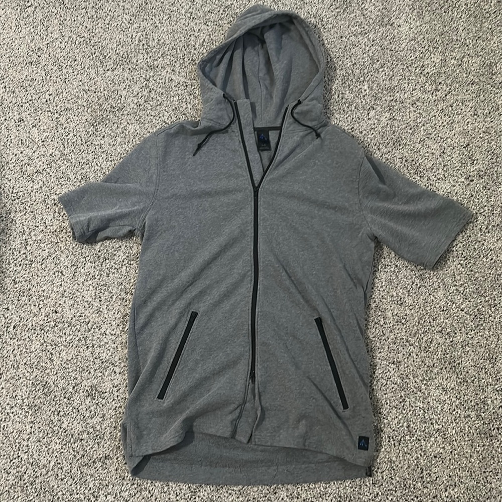 Feathers Grey Zip SS Hoodie L (long cut)